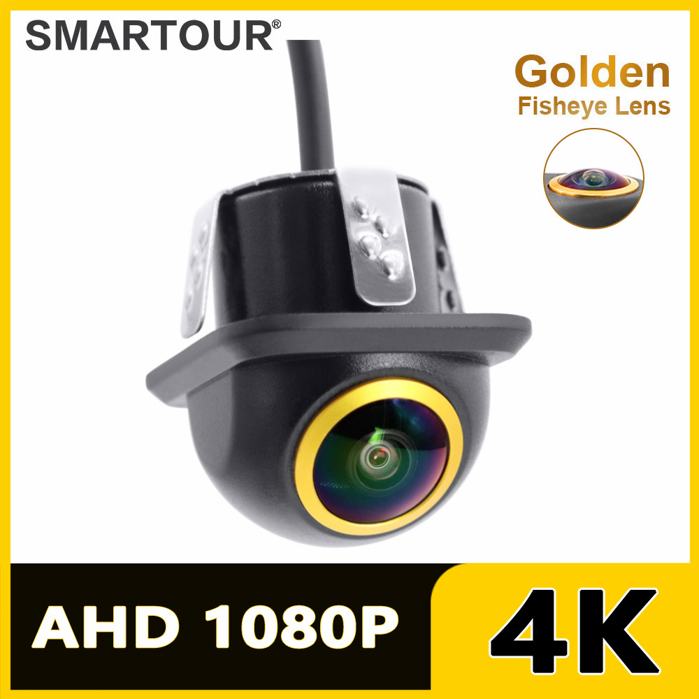 Smartour AHD 4K 1920x1080p กล้องมองหลังรถยนต์ 180 องศาเลนส์ทอง fisheye night vision HD กล้องสํารองข้