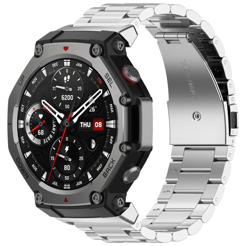 สายสแตนเลสสําหรับ Amazfit T-Rex3/T-Rex2 หรูหราสายโลหะสร้อยข้อมือนาฬิกาสําหรับ Huami Amazfit TRex 3 2 TRex 2 อุปกรณ์เสริม ราคา ถูกที่สุด ดีลบีเคเค แกลเลอรีภาพที่ 3