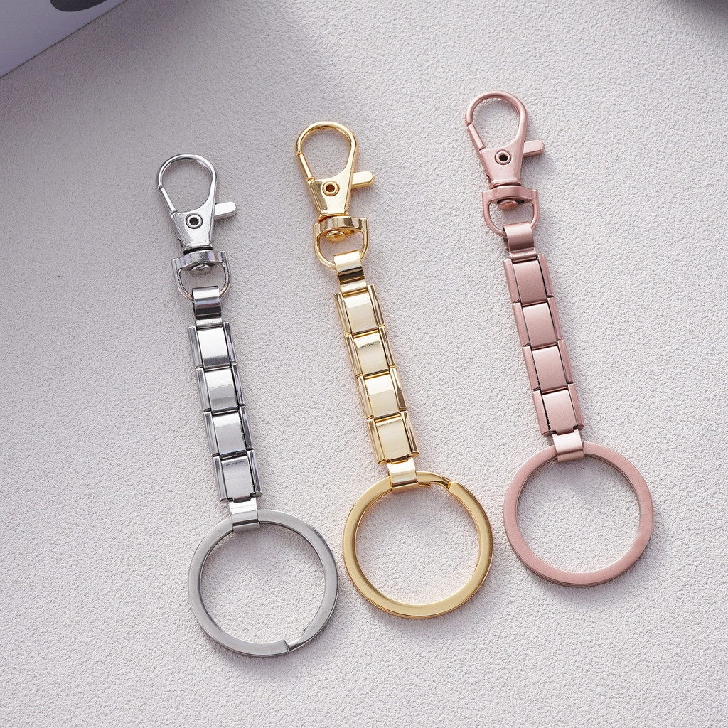 พวงกุญแจแบบแยกส่วนอิตาลีสแตนเลสเคลือบทองที่ถอดออกได้ประกอบห่วงโซ่พวงกุญแจ ดี้