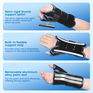 VELPEAU สายรัดข้อมือพร้อม Thumb Spica Splint สําหรับ Tenosynovitis ของ De Quervain, Carpal Tunnel Pain, Stabilizer สําหรับ Tendonitis, โรคข้ออักเสบ, แพลงและแตกหัก Forearm สนับสนุน Cast