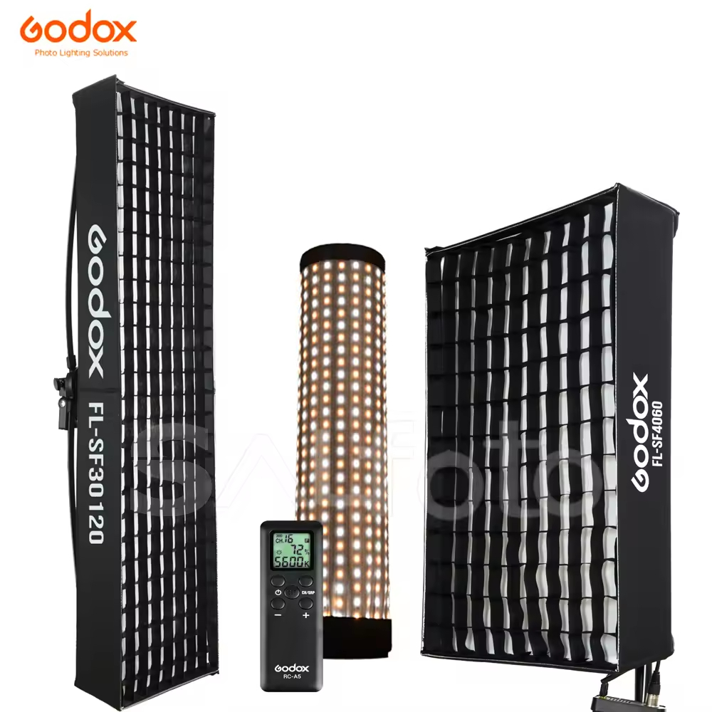 Godox FL60 FL100 FL150R FL150S ไฟ LED ยืดหยุ่นรังผึ้งตาราง Softbox โคมไฟผ้าม้วนได้ 150 W/100 W/60 W 