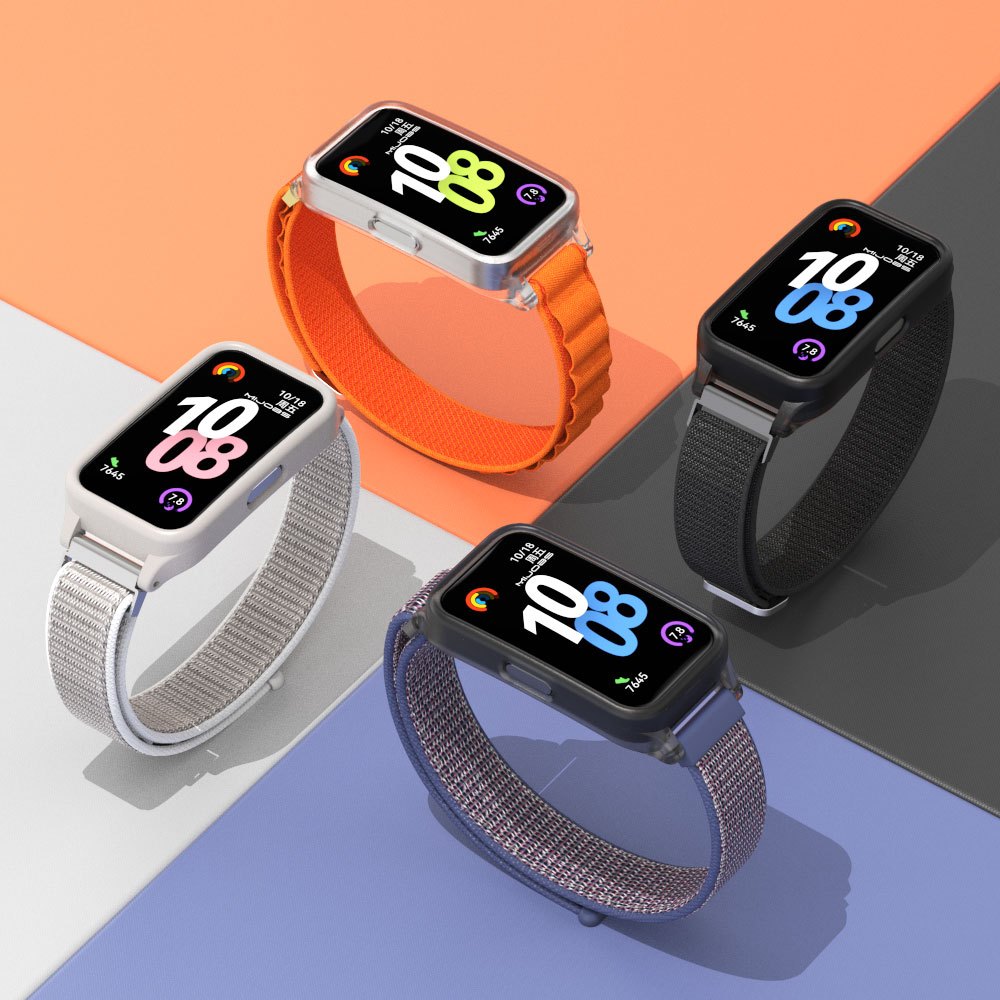 MIJOBS สายไนลอนสําหรับ Huawei Band 10 9 8 เคสป้องกันพลาสติกผู้ชายผู้หญิงกีฬานาฬิกาสําหรับ Huawei Band 10 NFC