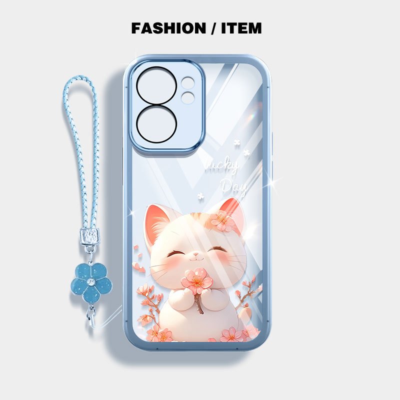 YBD สําหรับ OPPO A6X A6 Pro A6S Reno 13 Pro Reno 14 Pro Reno 13F 14F สีฟ้าสีชมพูปักบอลแมวเคสโทรศัพท์ - รูปที่ 4