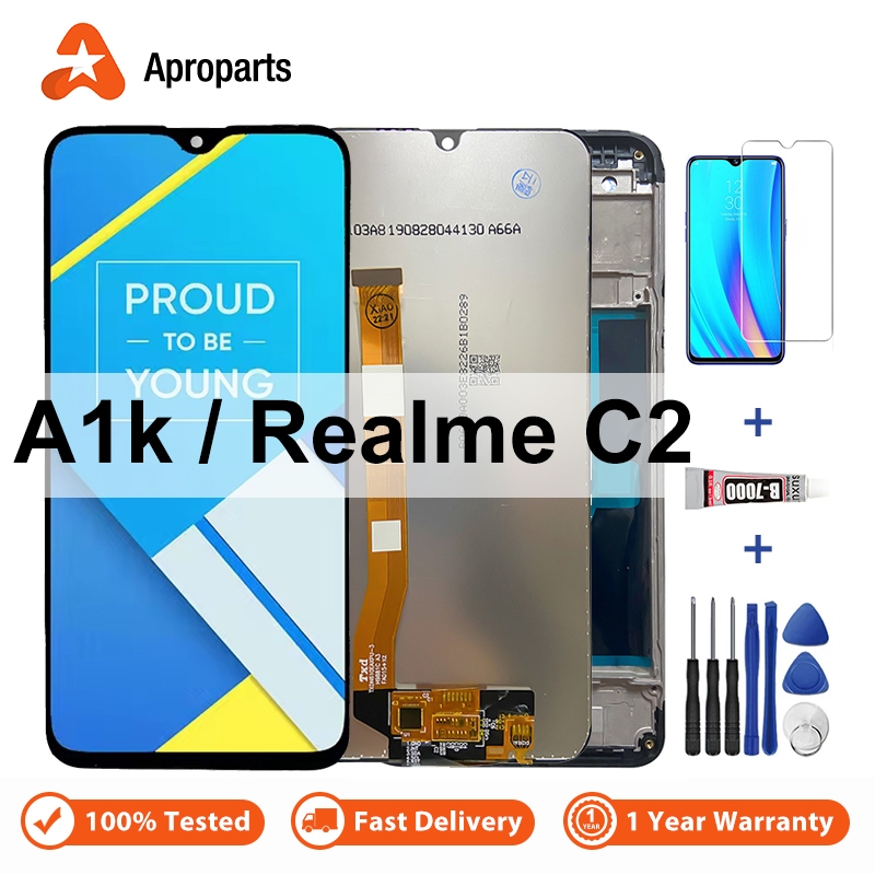 LCD สําหรับ OPPO Realme C2 RMX1941 RMX1945 A1K จอแสดงผล การประกอบจอสัมผัส Digitizer กรอบ
