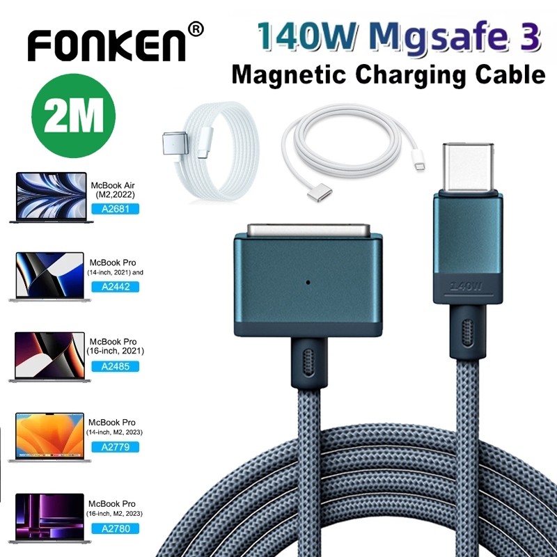 Fonken PD140W Type-C to Magsaf3 Charing Cable อะแดปเตอร์ชาร์จแม่เหล็กสําหรับ (Mac)Book Pro Air 14 16 M2