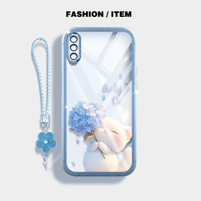 YBD สําหรับ Samsung Galaxy A50 A50S A30S A307 A03S A02S M02S A025 A307 สีฟ้าสีชมพูปักบอลแมวเคสโทรศัพ