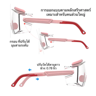 แว่นตานิรภัย แว่นตาเซฟตี้ใส่แล้วมองชัด ไร้ฝ้า กันUV 100% แว่นกันน้ำ สงกรานต์ ผู้ชาย-ผู้หญิงใส่ได้ กันลม