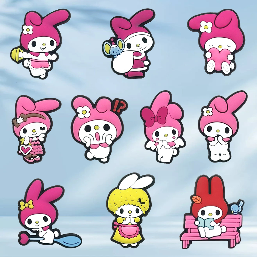 MEIDJ 10 สไตล์รองเท้า Charms การกําหนดค่าสัตว์สีชมพูรองเท้าแตะหัวเข็มขัด PVC รองเท้าอุปกรณ์เสริมปุ่ม