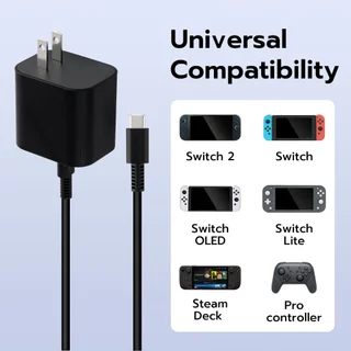 60W Power Supply Charger อะแดปเตอร์ AC สําหรับ Nintendo Switch 2 - ปลั๊ก US