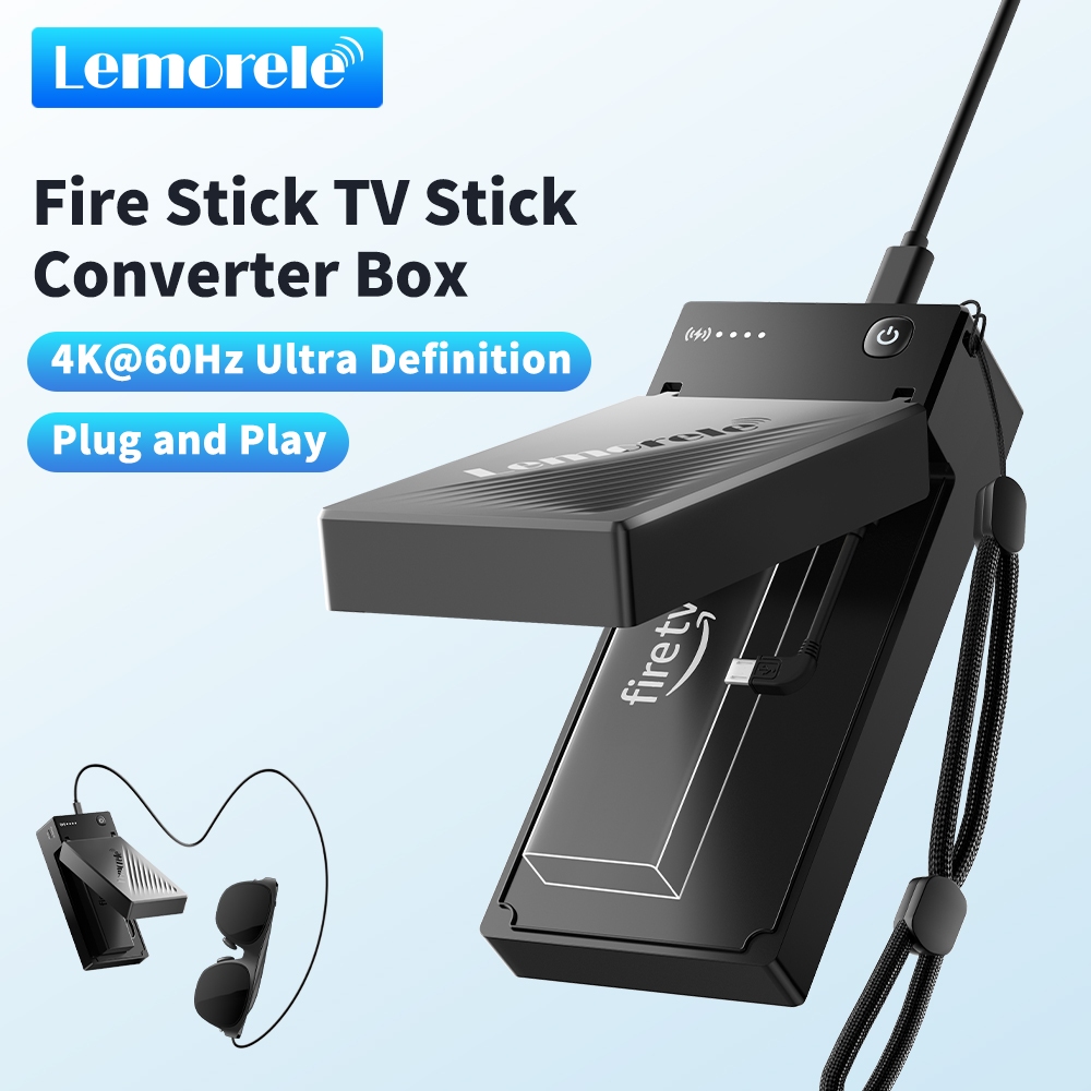 Lemorele HD200 Fire Stick TV Stick กล่องแปลง AR แว่นตาอุปกรณ์เสริม HDMI 4K สร้างขึ้นในแบตเตอรี่ 5000mAh
