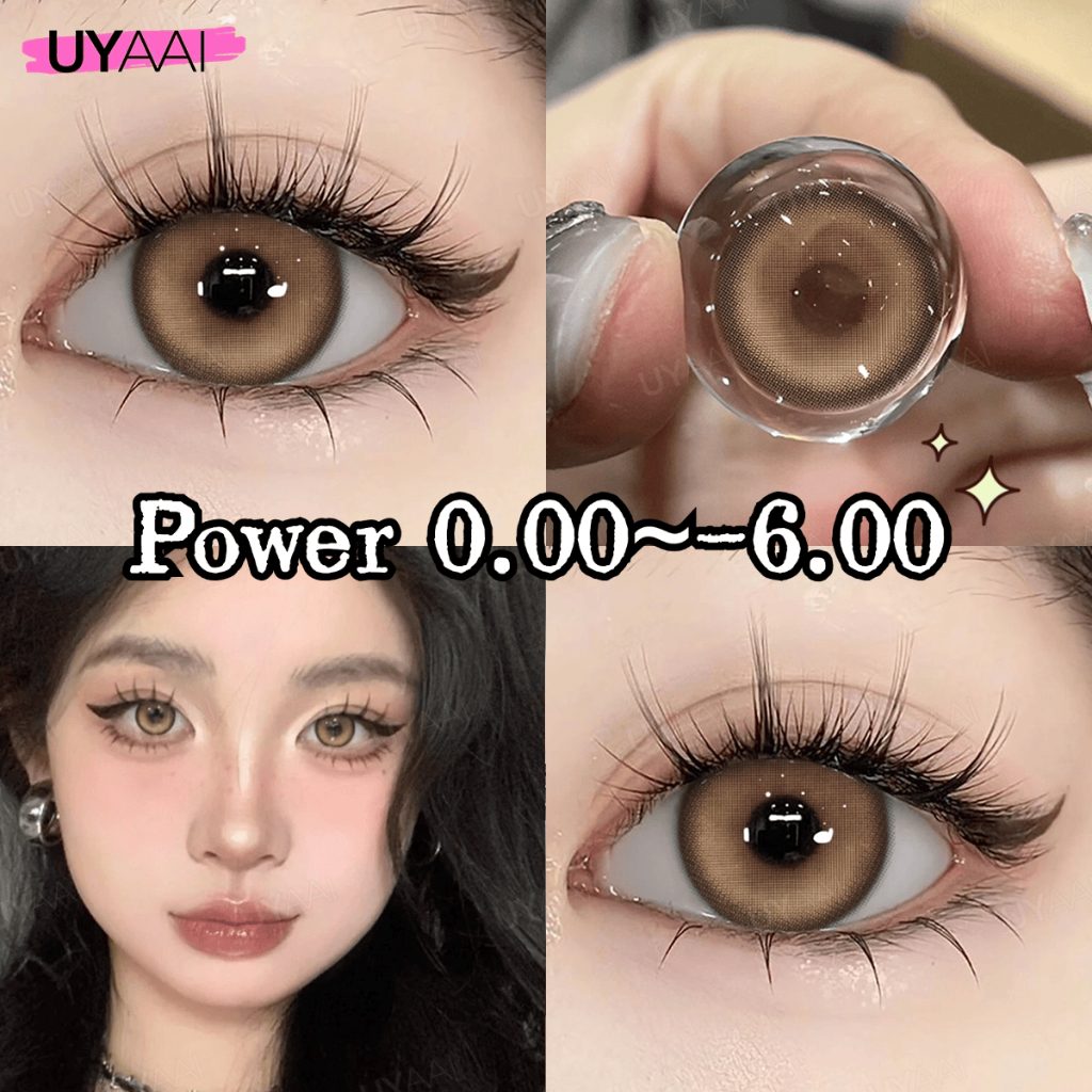 คอนแทคเลนส์ UYAAI x FRESHLADY Pearl series คอนแทคเลนส์สี 14.5mm Pearl Brown Grey คอนแทคเลนส์รายเดือน
