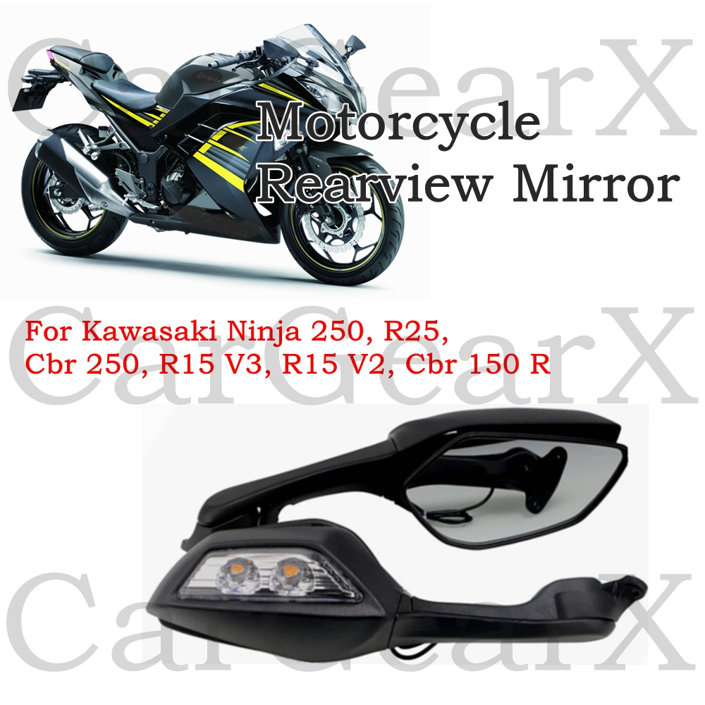 กระจกมองหลังรถจักรยานยนต์สําหรับ Kawasaki Ninja 250, R25, Cbr 250, R15 V3, R15 V2, Cbr 150R, กระจกมองข้างรถจักรยานยนต์