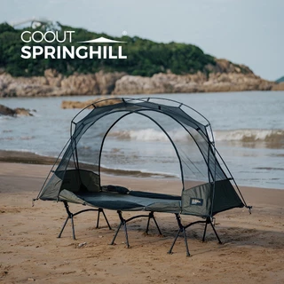 Gooutspringhill 360°เต็นท์แคมป์ปิ้ง เต็นท์ตาข่ายเดี่ยวเบามาก เสาอลูมิเนียม 7001, กันน้ํา PU2000 มม., บุคคล 1 คน, ตั้งแคมป์กลางแจ้ง