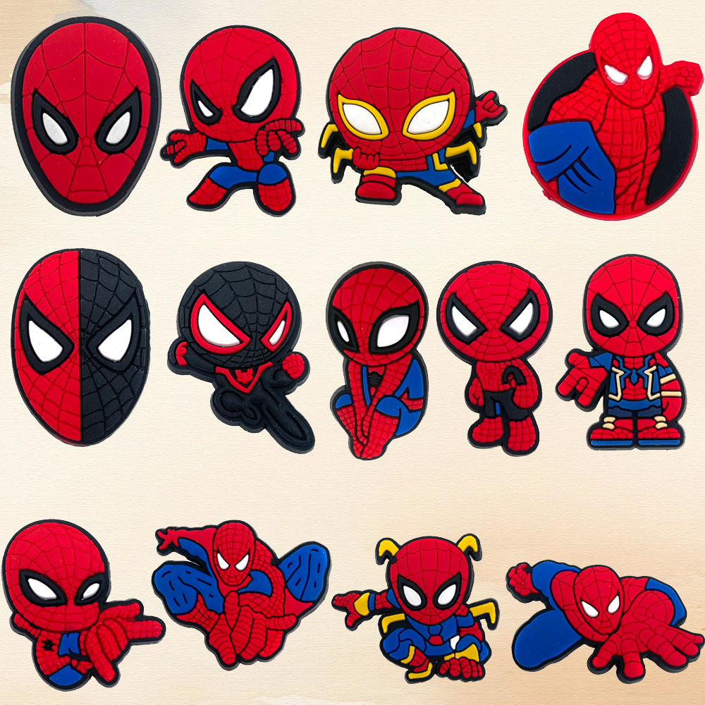 MEIDJ 13 สไตล์รองเท้า Charms การกําหนดค่าสัตว์สีแดงรองเท้าแตะหัวเข็มขัด PVC รองเท้าอุปกรณ์เสริมปุ่ม