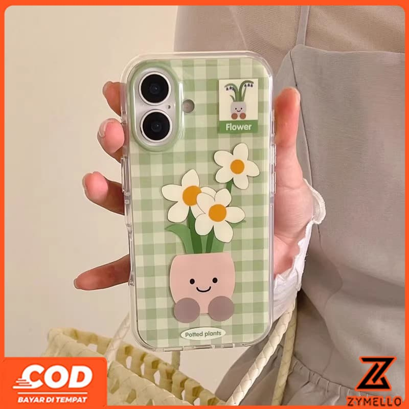 SAMSUNG สําหรับSamsung A07 A17 A06 A55 A05S A05 A54 A52 A12 A35 A25 A24 A13 A03 A73 S21FE S23FE S24FE S25ultra A50 A15 A14 กรณีดอกไม้สีเขียวกันกระแทกTPUสด