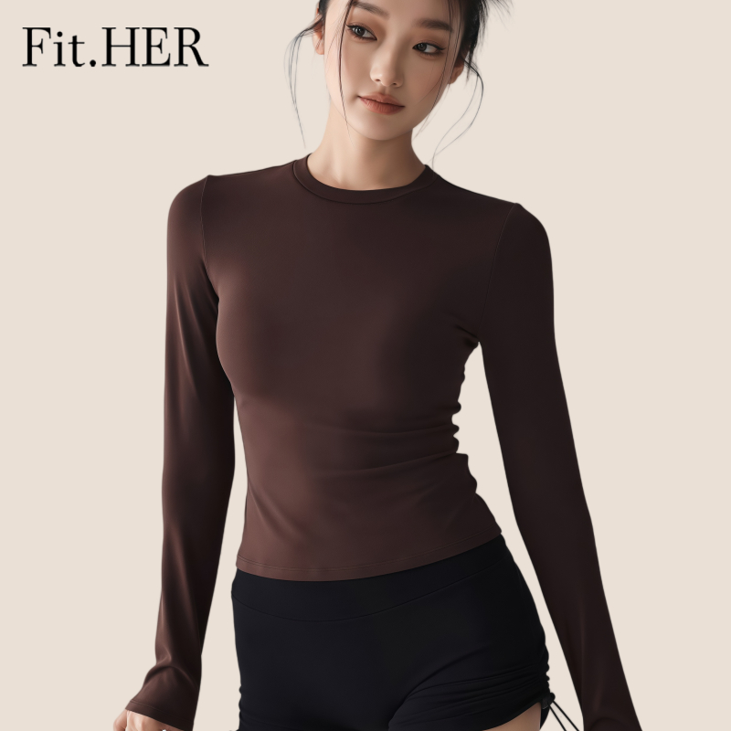 Fit HER Athletics แขนยาวแห้งเร็วสำหรับวิ่งและฝึกอบรม Professional Pilates เสื้อยืดสำหรับโยคะ Tops