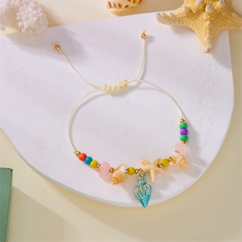 แฟชั่นฤดูร้อน Handmade Boho เปลือกปลาดาว Conch ลูกปัดหินธรรมชาติ สร้อยข้อมือชายหาด เครื่องประดับของขวัญสำหรับผู้หญิงใหม่