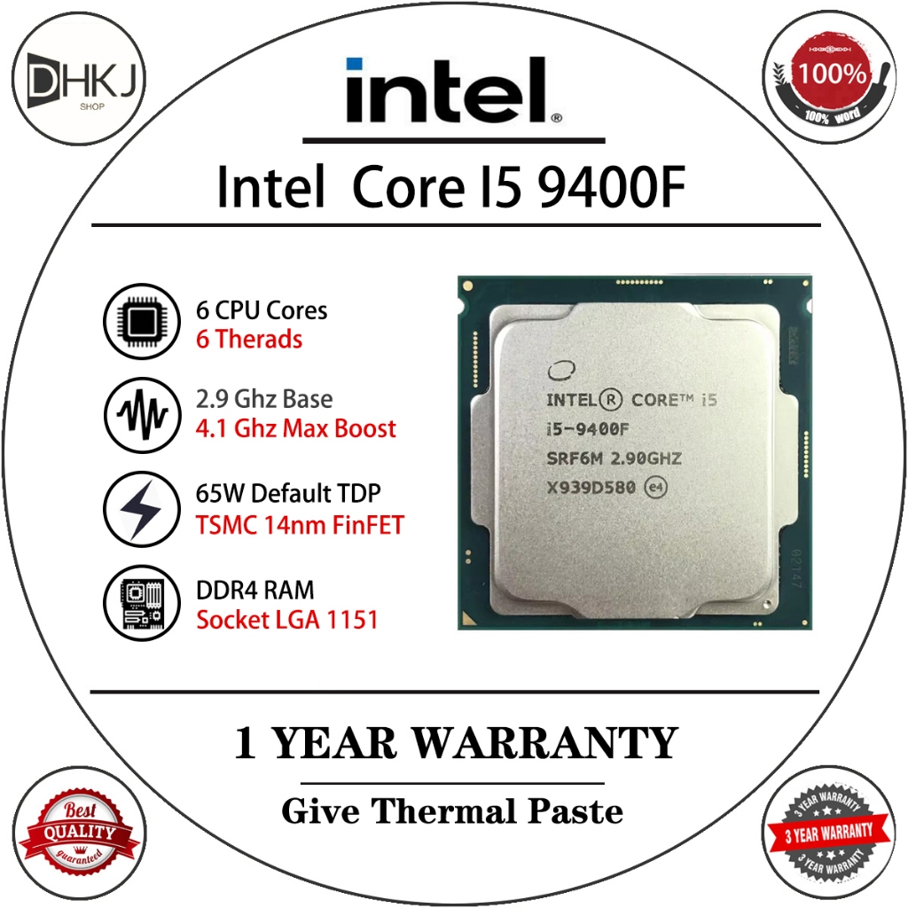 ใช้ Intel Core i5-9400F i5 9400F 2.9 GHz ใช้ CPU หกแกนหกเกลียว 65W 9M LGA 1151