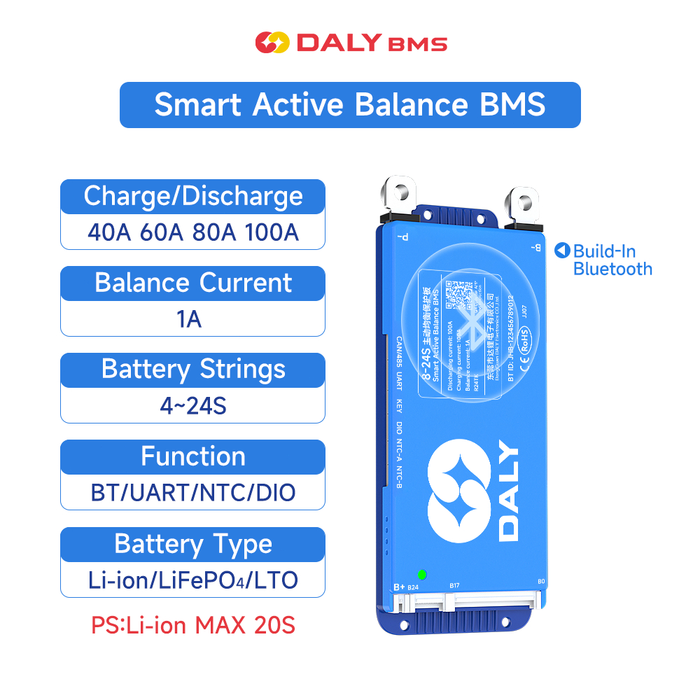 DALY JHB  smart Active Balance bms   40-150A 4-8S 8-17S 8-24S BMS บอร์ดป้องกันแบตเตอรี่ลิเธียมไอออน 