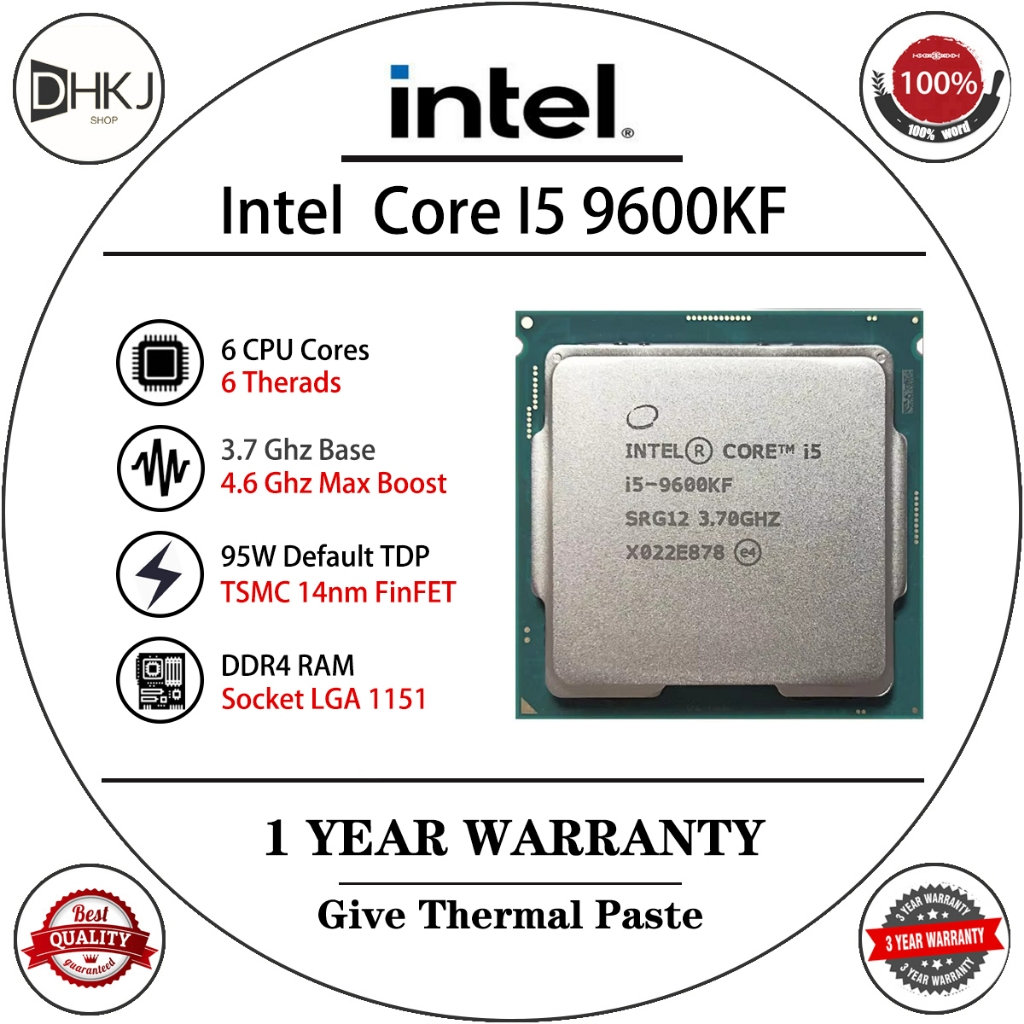 ใช้ Intel Core i5-9600KF i5 9600KF 3.7 GHz ใช้ CPU หกแกนหกเกลียว 9M 95W LGA 1151