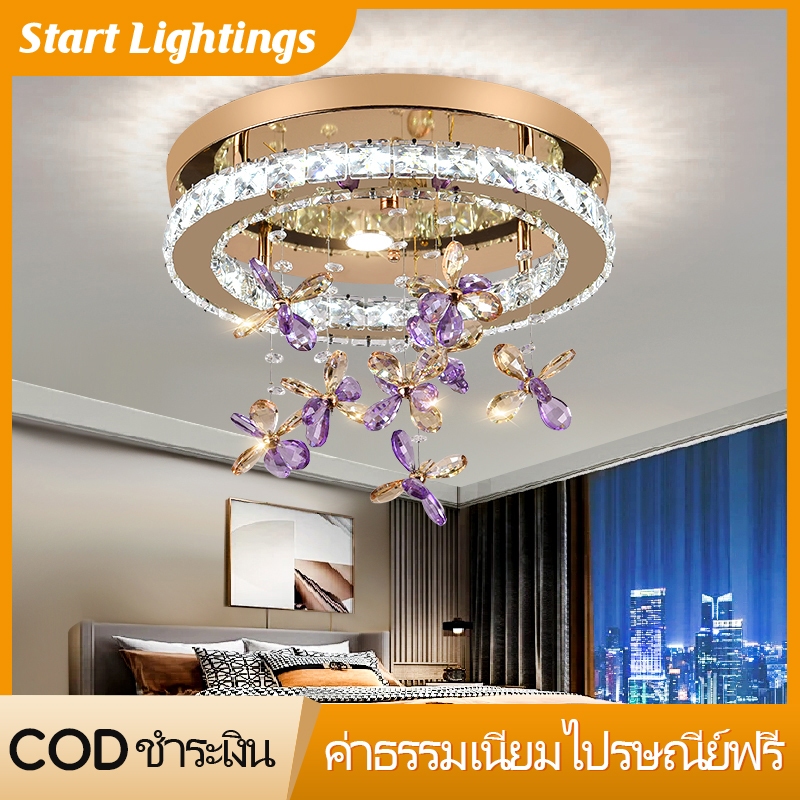ห้องนั่งเล่นคริสตัลโคมไฟเพดาน นํา โคมไฟที่ทันสมัยหรูหราห้องรับประทานอาหารแสงนอร์ดิกห้องนอนโคมไฟสร้างสรรค์
