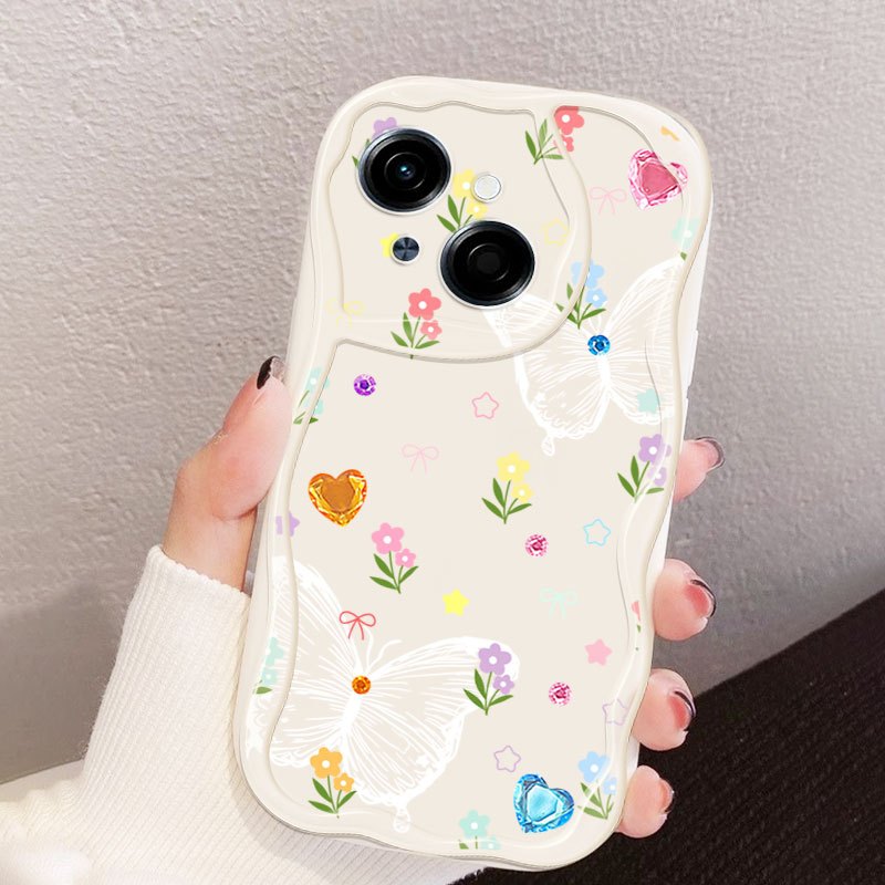 VRQR สําหรับ Tecno Spark Go 1S 1 Spark Go 2025 Pop 9 4G KL5n KL6 น่ารักผีเสื้อ Dopamine Anti Drop ซิลิโคนโปร่งใสนุ่มเคสโทรศัพท์