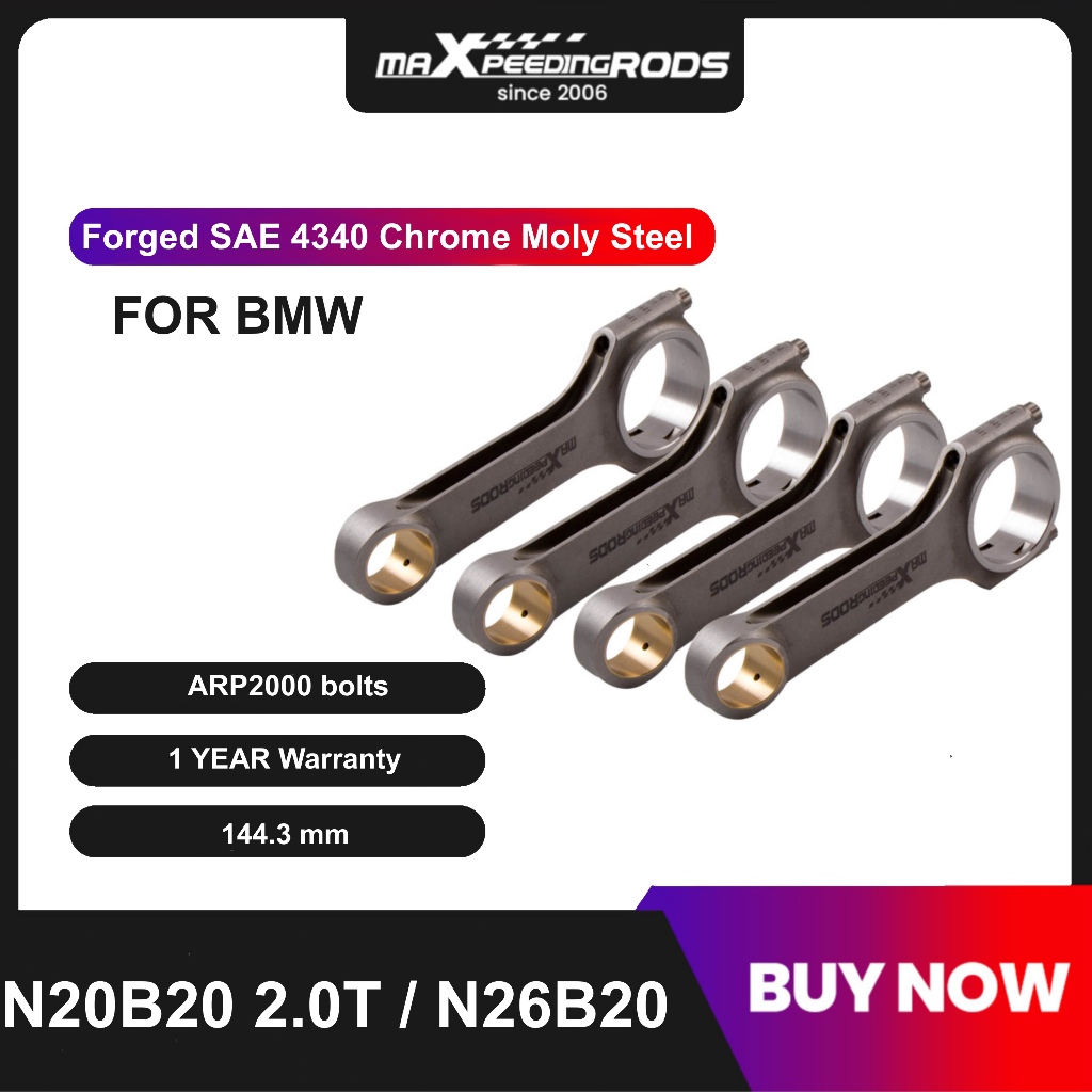 สำหรับ BMW F30 F34 320i N20B20 / N26B20 2.0T ก้านสูบฟอร์จ H-Beam พร้อมน็อตอัพเกรด 3/8" ARP 2000 สำหร