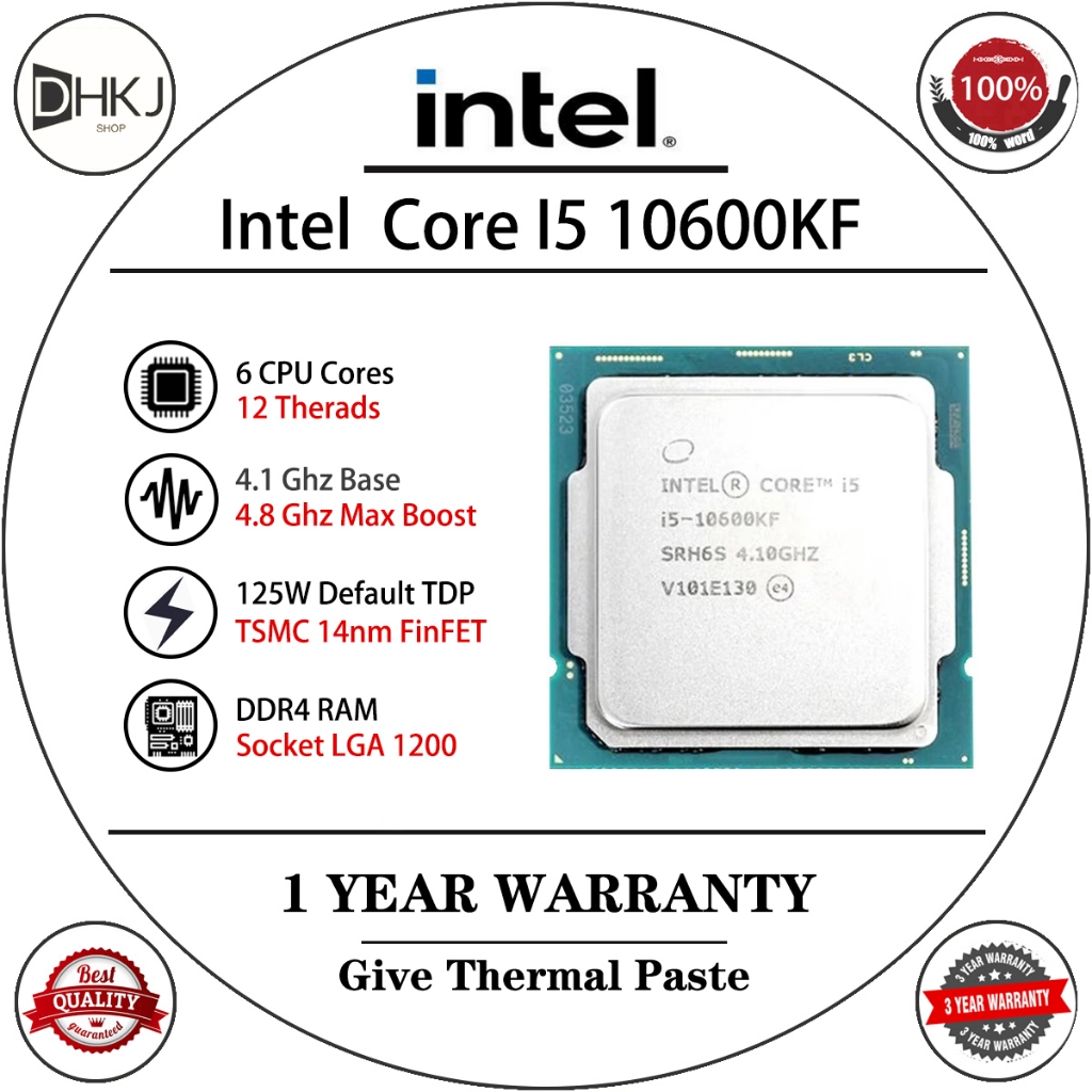 ใช้ Intel Core I5-10600KF I5 10600KF 4.1 GHz Six-Core Twelve-Thread CPU 65W LGA1200