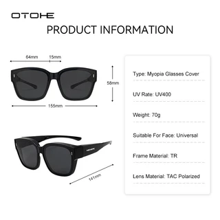 OTOHE แว่นตากันแดดพับสายตาสั้นแว่นตา TAC แว่นตากันแดดโพลาไรซ์พับ Fit Over Glasse UV400 สวมใส่ Over Glasse