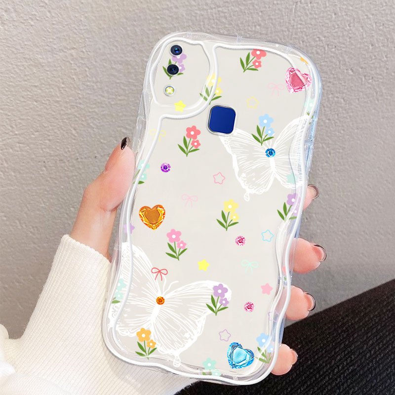 VRQR สําหรับ Vivo Y95 Y93 Y91 Y91C Y1S Y85 V9 เยาวชน 1727 1726 1929 1816 1817 1820 1811 น่ารักผีเสื้อ Dopamine Anti Drop ซิลิโคนโปร่งใสเคสโทรศัพท์นุ่ม