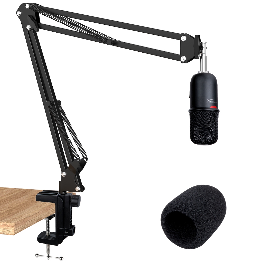 HyperX SoloCast Boom Arm - แขนไมค์เข้ากันได้กับ Hyper x SoloCast, แขนบูมไมโครโฟนพร้อมตัวกรองป๊อป, ปรับปรุงคุณภาพเสียง