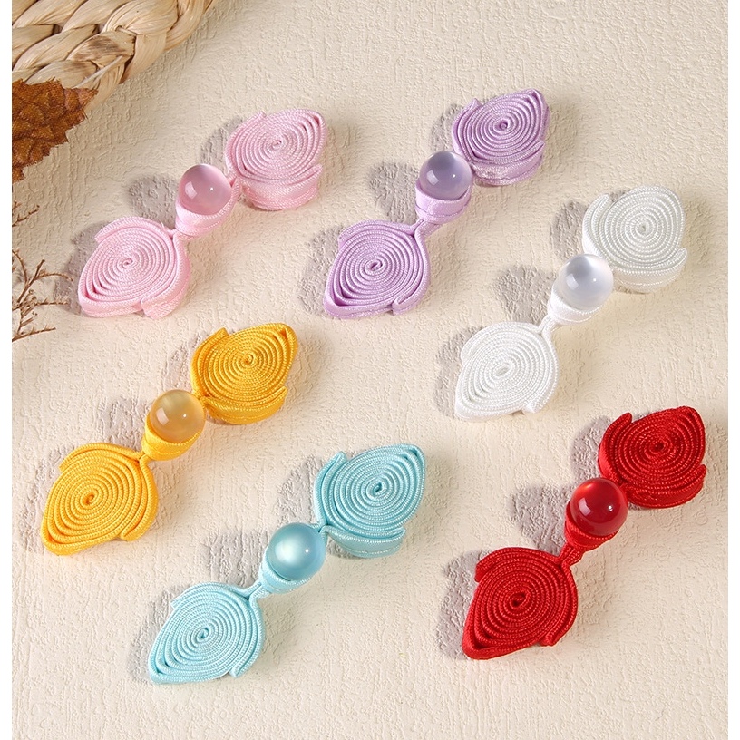 หยกปุ่มพีชปุ่ม กี่เพ้า แผ่นปุ่มทำด้วยมือ ผ้าปุ่มตกแต่งย้อนยุค ชุดฮันฟู เสื้อผ้าชาติพันธุ์พีชปุ่ม