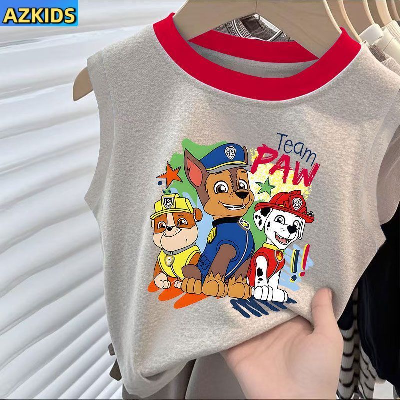 paw patrol เสื้อยืดแขนกุด ผ้าฝ้ายบริสุทธิ์ แบบบาง ระบายอากาศได้ดี แฟชั่นฤดูร้อน สําหรับเด็ก