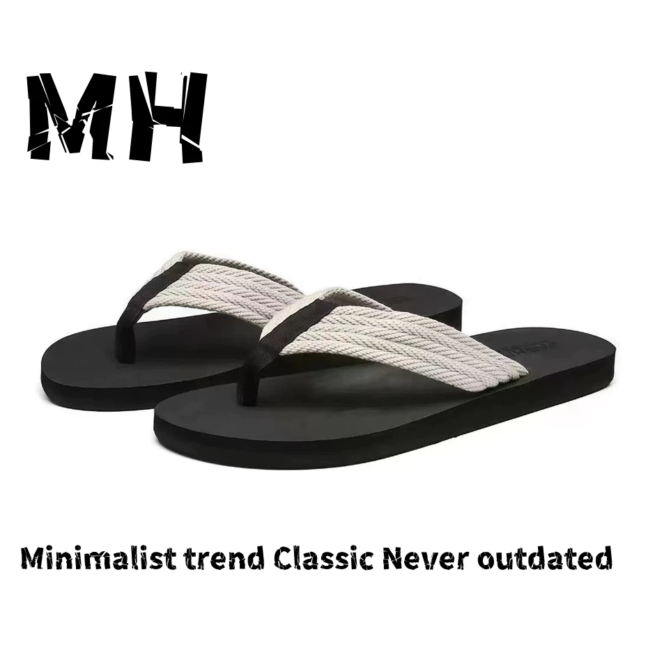 【ส่งจากไทย】Extremely สไตล์เรียบง่ายผู้ชาย Flip-Flops ที่ไม่ซ้ํากันอินเทรนด์ Retro Casual Flip-Flops กลางแจ้ง Anti-Slip ทนต่อการสึกหรอวันหยุดรองเท้าแตะชายหาด Slipp