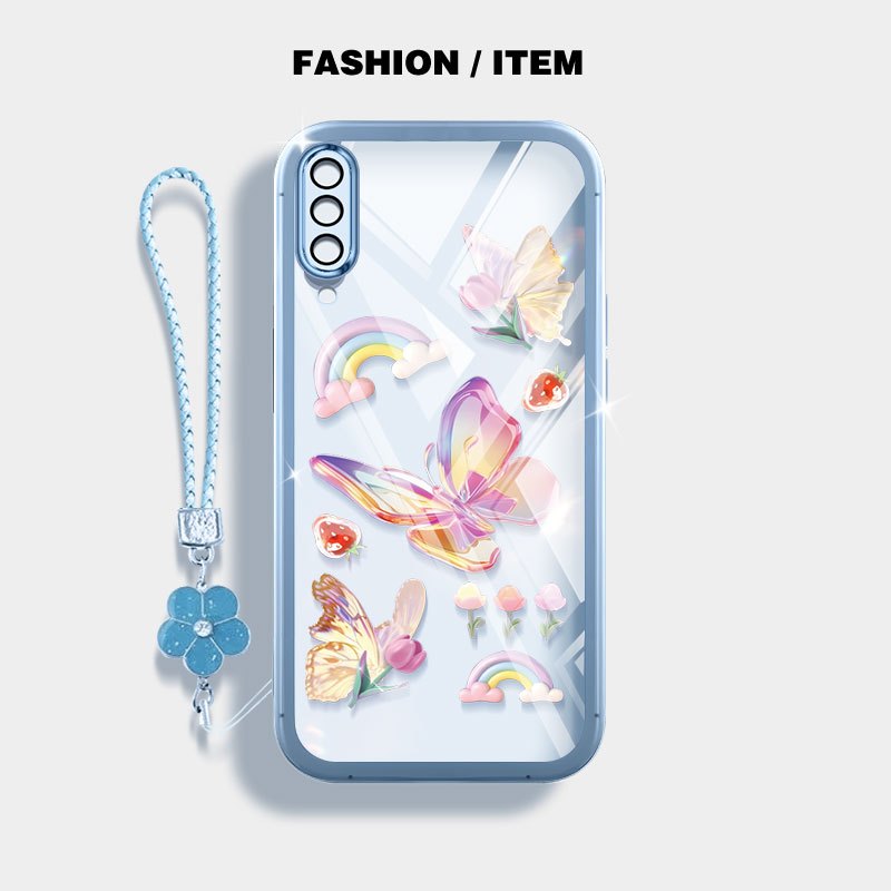 YBD สําหรับ Samsung Galaxy A50 A50S A30S A307 A03S A02S M02S A025 A307 เงินปิดทองผีเสื้อเคสโทรศัพท์