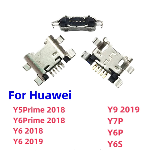 10-50 ชิ้น Dock Micro Plug USB ชาร์จ Pin Dock พอร์ตสําหรับ Huawei Y5Prime 2018 Y6 2019 Y6S Y6P Y7 Y7P Y8S Y9 ชาร์จ Pin Dock Connector