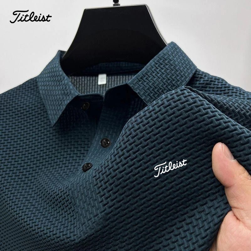 2025 ฤดูร้อนใหม่กอล์ฟ Menswear โปโลผู้ชาย Ice Cool Hollow Silk Lapel GOLF เสื้อโปโลแฟชั่นหรูหรา Casual Golf เสื้อยืด