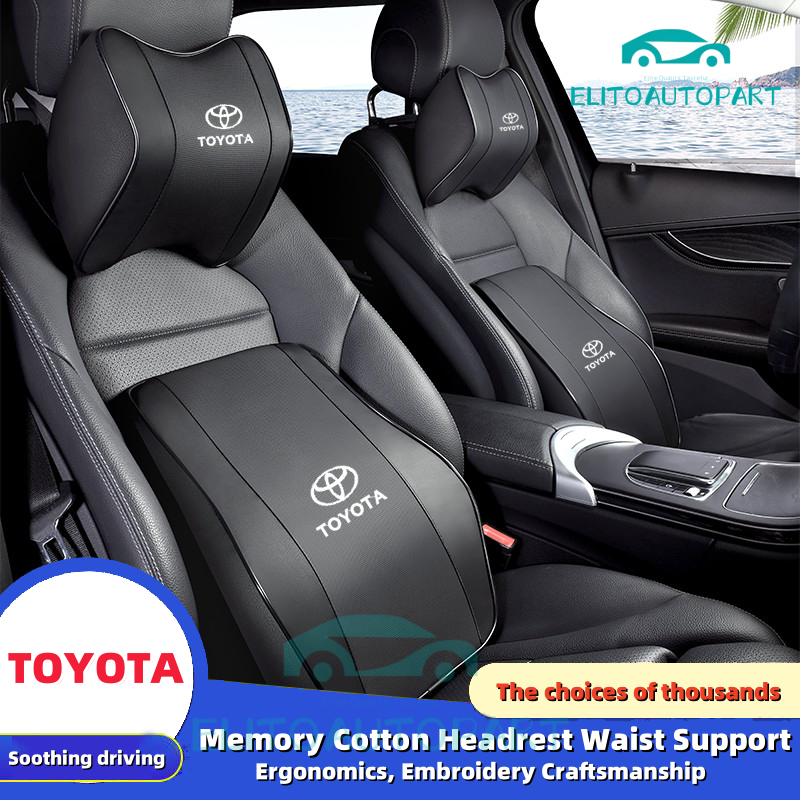 TOYOTA Car Headrest Car Seat Pillow Car Neck Rest Head Support Cushion Memory Foam Car Lumbar Pillow Avanza Fortuner Rush Hiace Innova Wigo Vios Veloz Hilux Accessories
