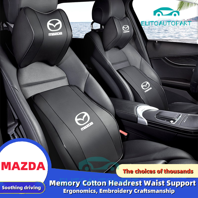 MAZDA รถพนักพิงศีรษะรถที่นั่งหมอนรถคอ Rest Head สนับสนุนเบาะหน่วยความจําโฟมรถหมอนเอว MAZDA 2 3 cx5 3