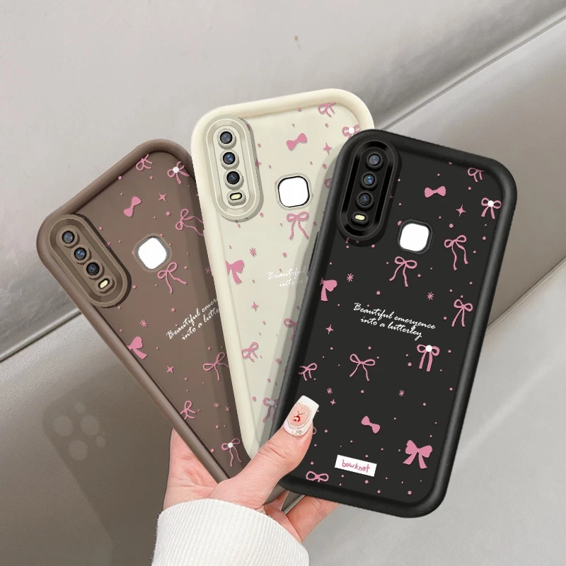 แฟชั่นสีชมพูโบว์สําหรับ VIVO 1915 1901 1940 1902 1907 1938 1816 1920 V2027 1820 1904 V30E 1817 V2042 1811 1815 1935 1906 V2032 1814 กันกระแทก Angels Soft eye Cover