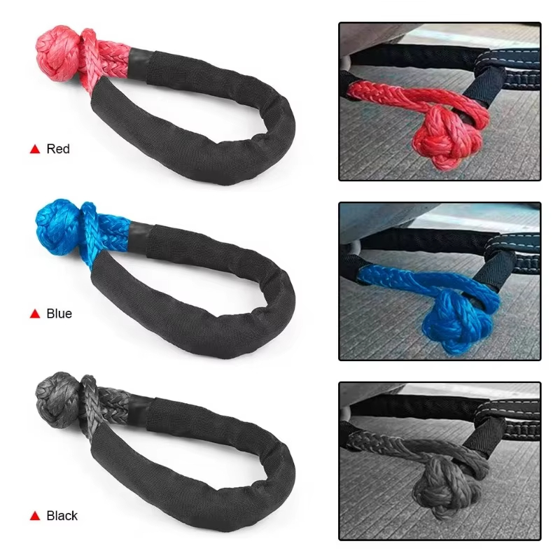 New สําหรับ 202517 ตัน, 37,400 Lbs, เชือกนุ่ม ATV UTV Tow Hook U Hook Winch เชือก Knot Polyethylene 