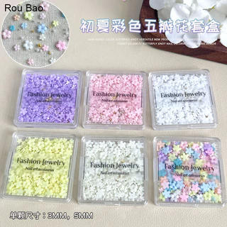 Rou Bao Nail ดอกไม้ห้ากลีบสีสันสดใส Girly เล็บเรซิน Art DIY Charms ตกแต่ง