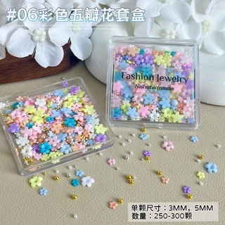 Rou Bao Nail ดอกไม้ห้ากลีบสีสันสดใส Girly เล็บเรซิน Art DIY Charms ตกแต่ง