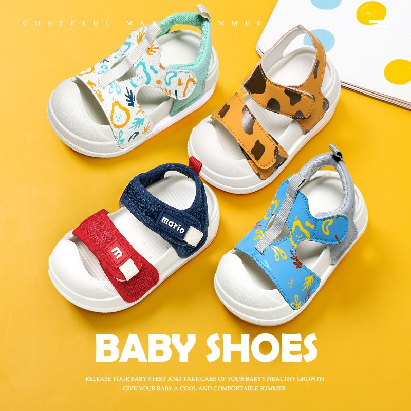 Cheerful Mario 14-19ซม 11สี รองเท้าทารก พิมพ์น่ารัก รองเท้ารัดส้นเด็กเล็ก สำหรับ