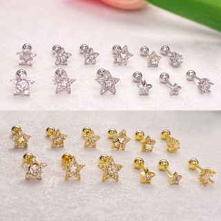 ต่างหูไททาเนียม G23 1 ชิ้น ชุดต่างหูรูปดาว เครื่องประดับของข…