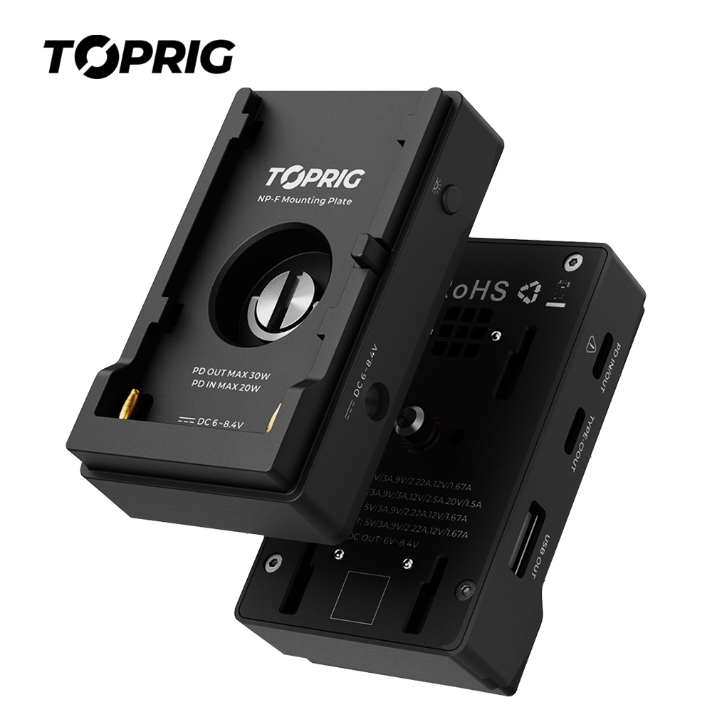 Toprig ACC004-P NP-F เครื่องชาร์จแบตเตอรี่อะแดปเตอร์แผ่นจ่ายไฟ 1/4 สกรูยึดเข้ากันได้กับแบตเตอรี่ NP-F550/750/970