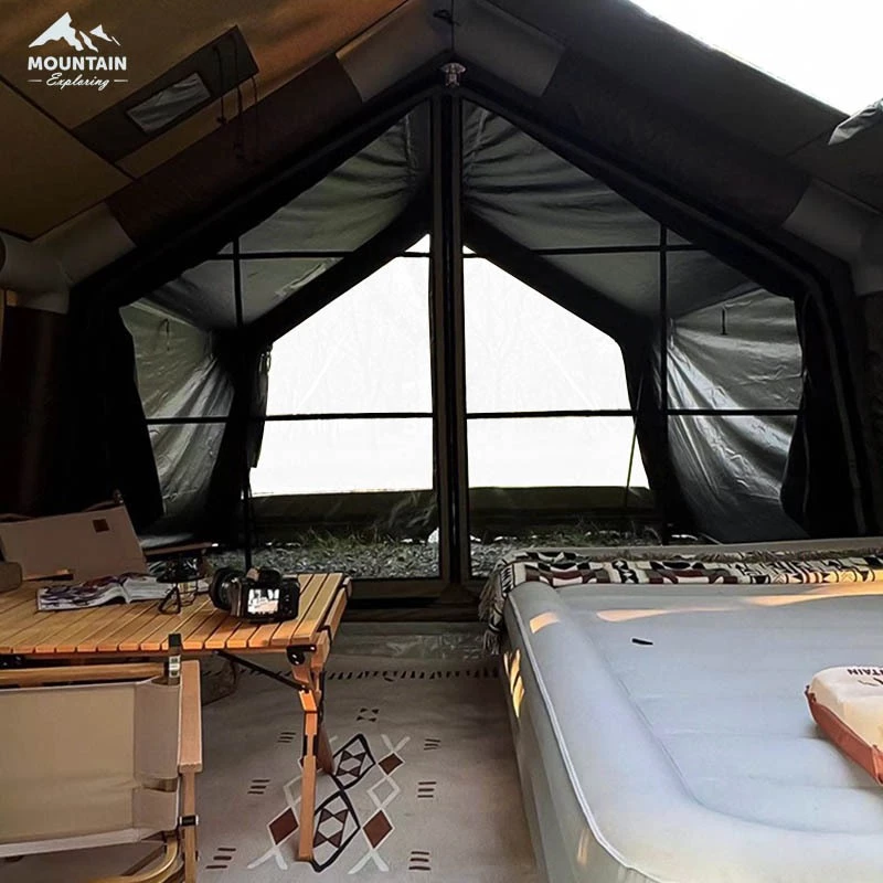 Mountain เต็นท์เสาลม 8.0 เคลือบไวนิลดำ พร้อม Raincover ประตู TPU มุ้งและเสา thumbnail 4
