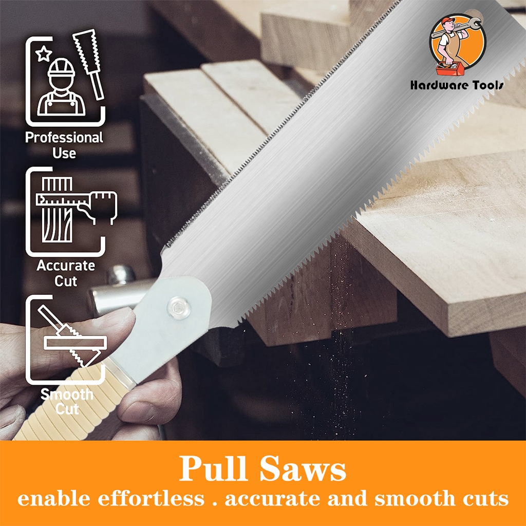 เลื่อยมือญี่ปุ่น 9.3 นิ้ว SK5 เหล็กคาร์บอนสูง Double Edged Hand Saw Incisive Hand Pull Saw 10/17 TPI