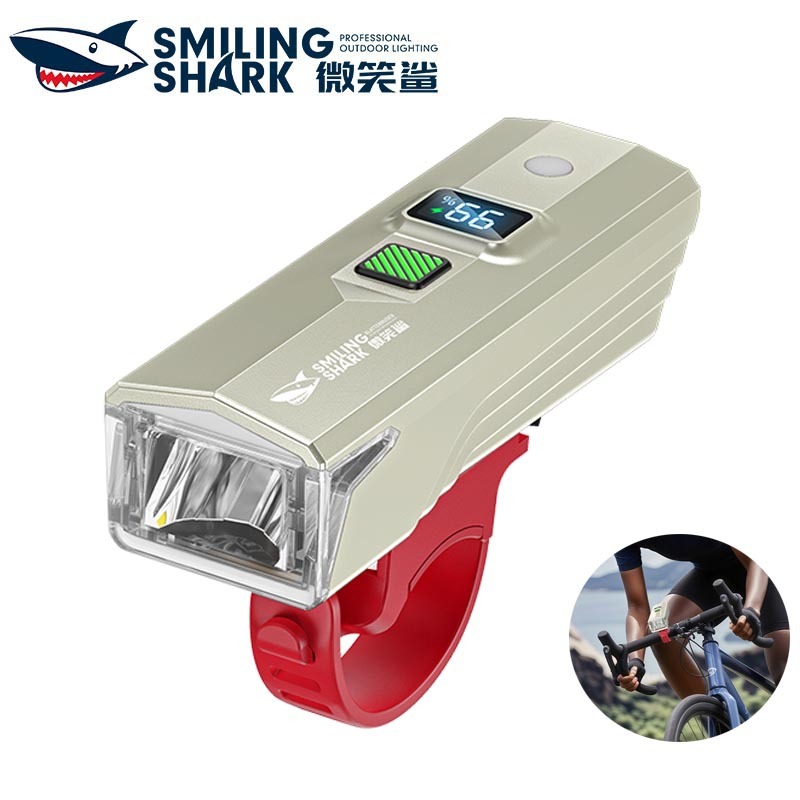 SmilingShark QXD412 ไฟจักรยาน การควบคุมแสงอัจฉริยะ ไฟขี่ สว่างมาก ไฟปั่นจักรยาน 4 โหมด Type-C แบบชาร์จได้ จอแสดงผลพลังงานดิจิตอล กันน้ำสำหรับการขี่จักรยานกลางคืน