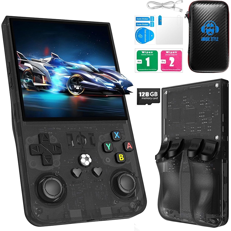 R36MAX Retro เกมคอนโซลมือถือ 64G ในตัว 18000 + เกมคลาสสิก, แบบพกพามือถือเปิดแหล่ง Linux ระบบ 4.0-in 